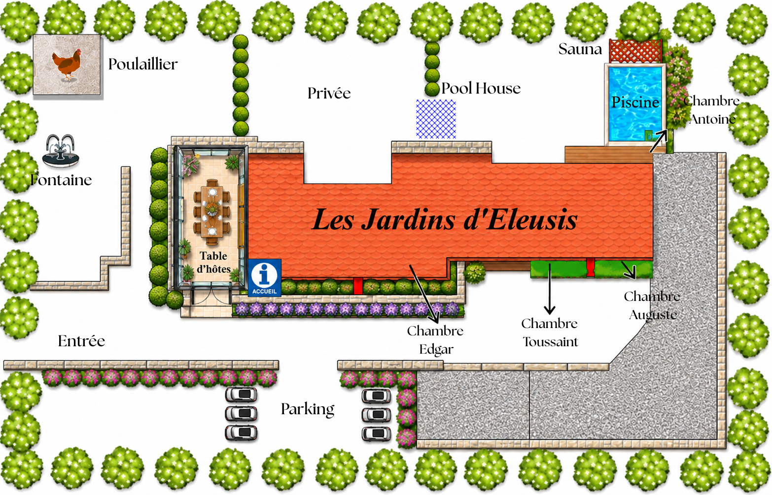 Plan les Jardins d'Eleusis